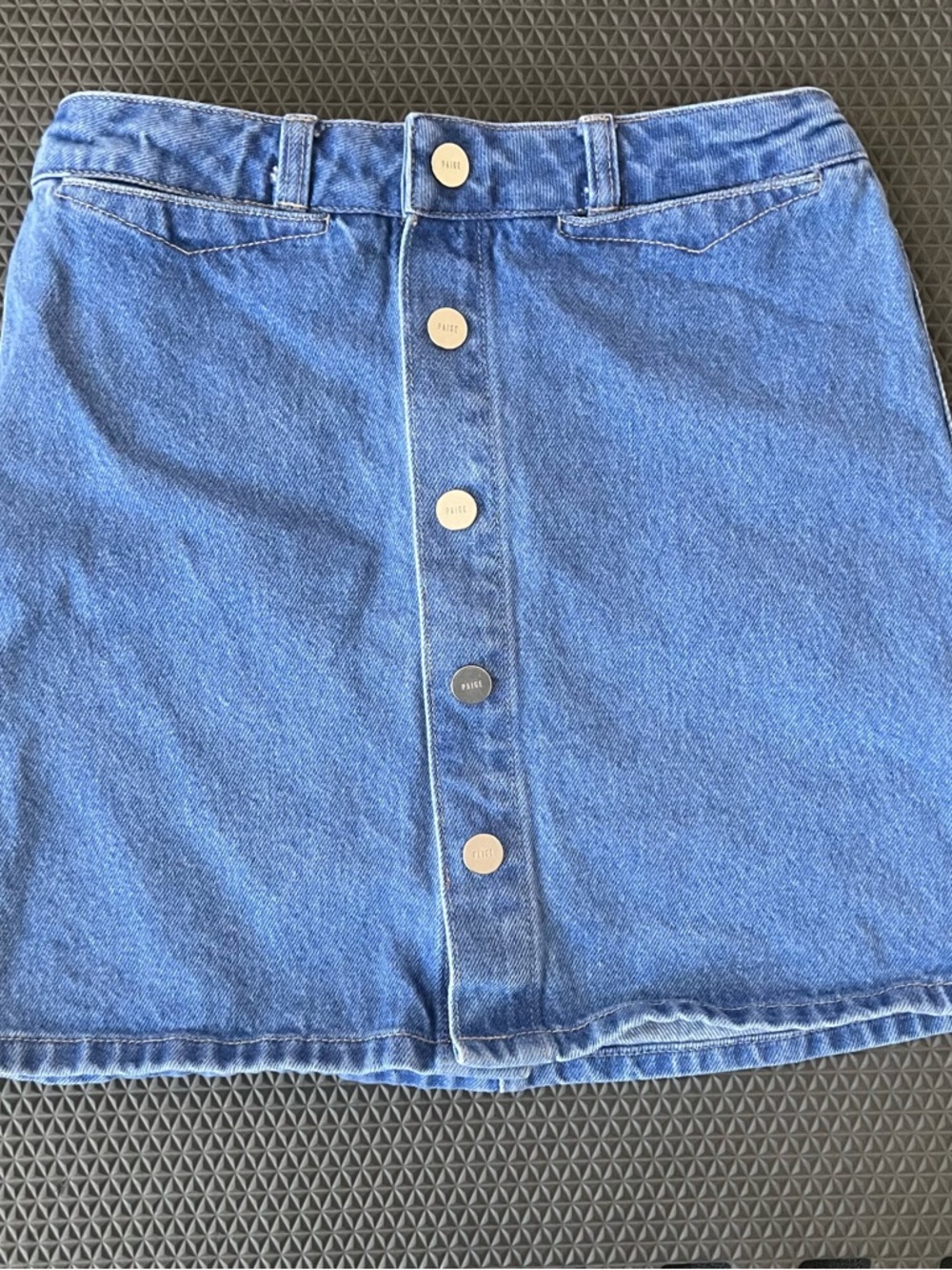 PAIGE Blue Button-Front Denim Mini Skirt